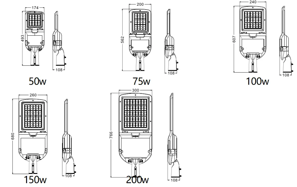 Dimensions without Light Sensor(mm)