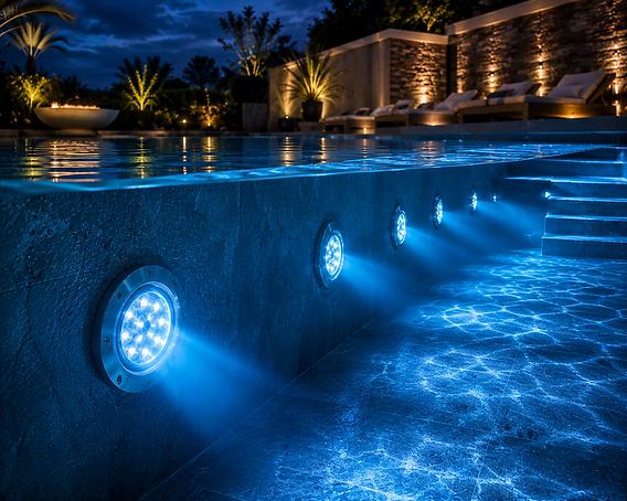 Underwater LED lighting for swimming pool and resort water features